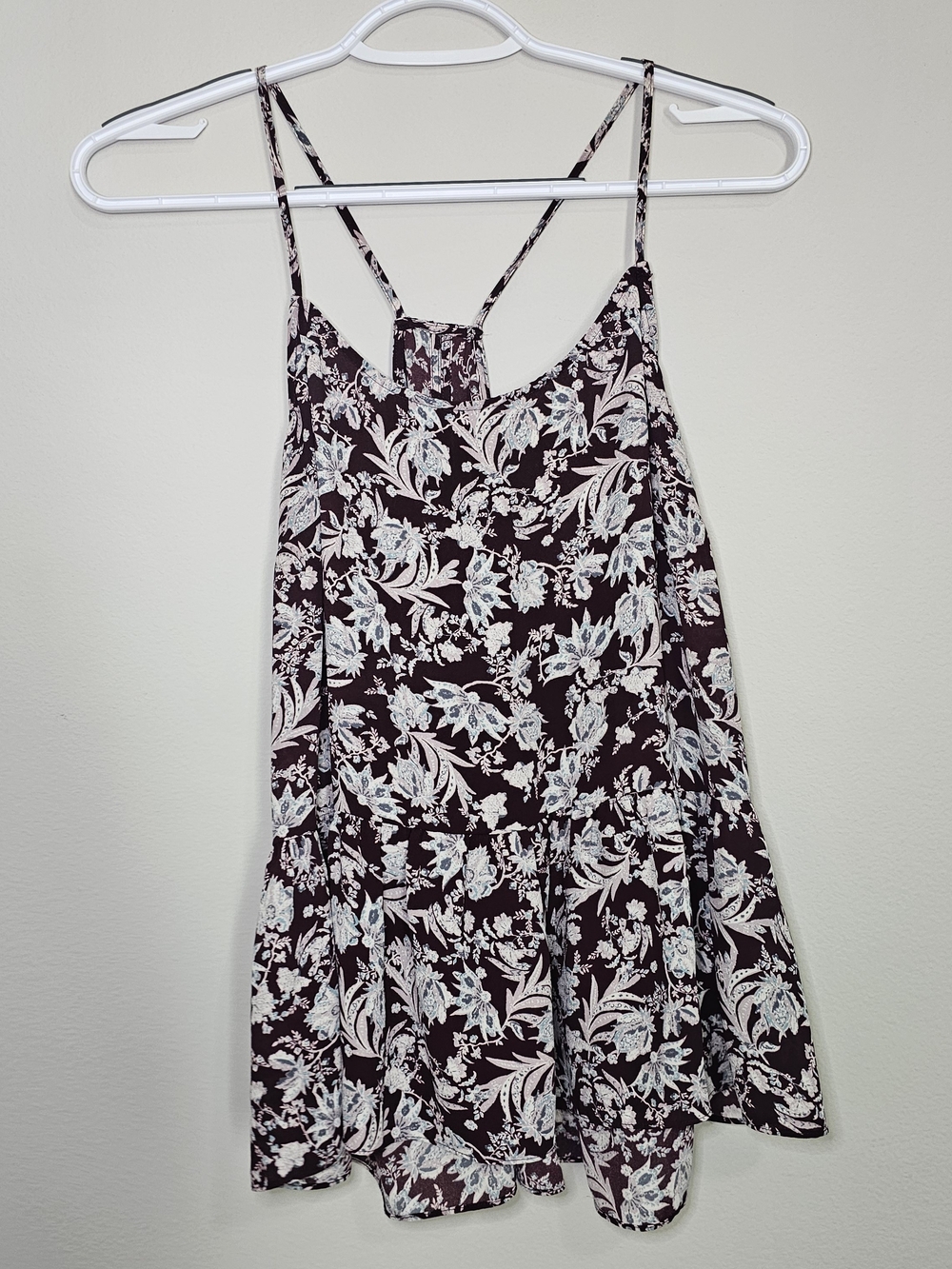 Floral Slip Spaghetti Strap Top - Brown/White